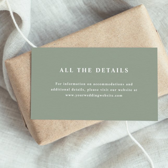 Sage Green Elegant Text | Wedding Details Enclosure Card (Creator Uploaded)