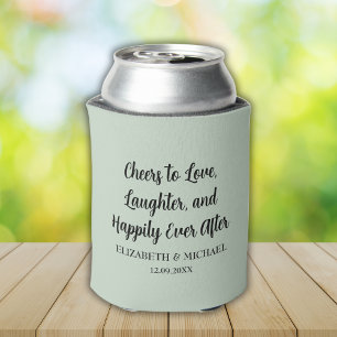 Sage Green Elegant Wedding Cheers to Love Can Cooler