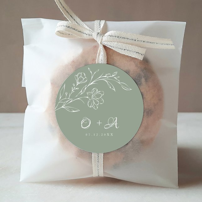 Sage Green Elegant Wedding Monogram Envelope Seals (Creator Uploaded)