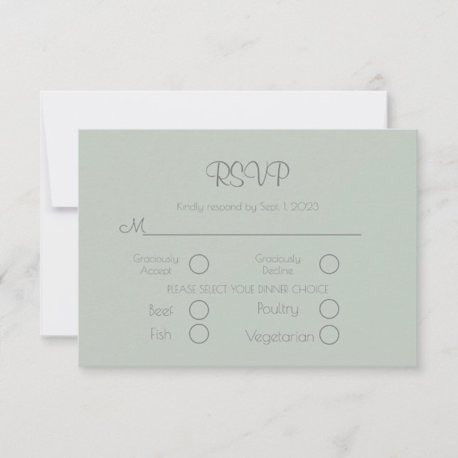 Sage Green Elegant Wedding RSVP Card (Front)