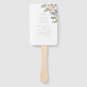 Sage Green–Elegant White Floral Botanical wedding Hand Fan