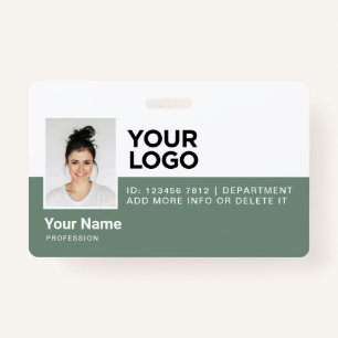 Sage Green Employee Modern Photo ID Security ID Badge