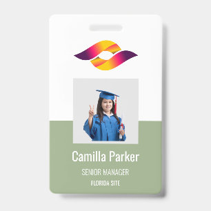 Sage green  Employee Photo ID Company Security Badge