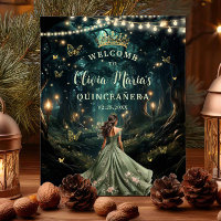 Sage Green Enchanted Forest Quinceañera Welcome 