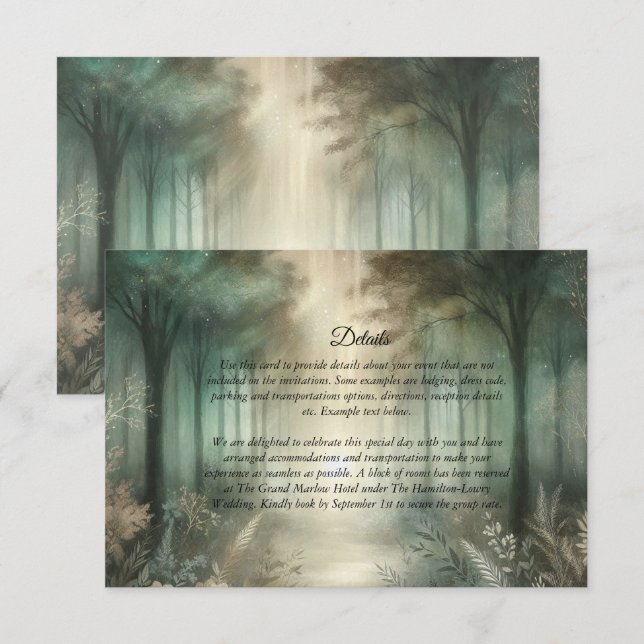 Sage Green Enchanted Forest Radiance Enclosure Card (Front/Back)