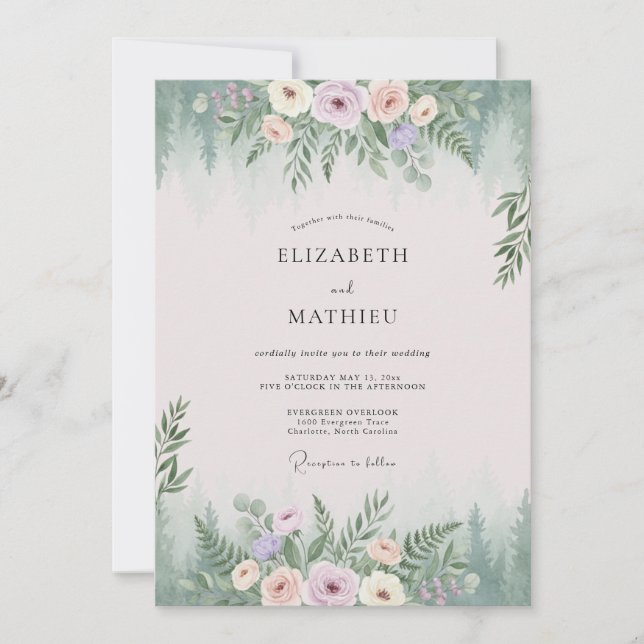 Sage Green Enchanting Nature Wedding Invitation (Front)
