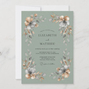 Sage Green Ethereal Boho Wedding Invitation