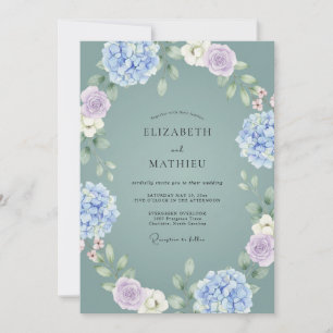 Sage Green Ethereal Hydrangea Wedding Invitation