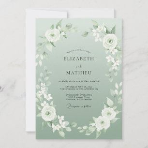 Sage Green Ethereal Watercolor Wedding Invitation