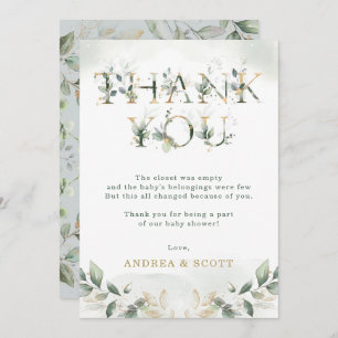 Sage Green Eucalyptus Baby Shower Thank You Card