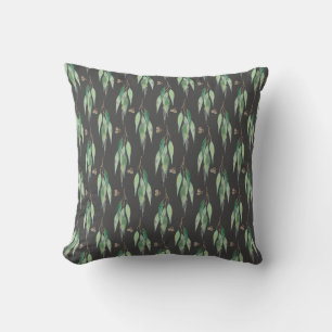 SAGE GREEN EUCALYPTUS BLACK PATTERN CUSHION