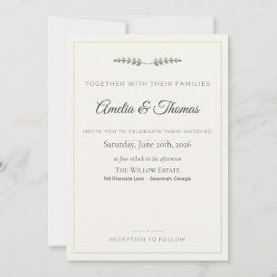 Sage Green Eucalyptus Botanical Elegant Wedding In Invitation