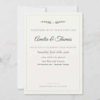 Sage Green Eucalyptus Botanical Elegant Wedding In Invitation