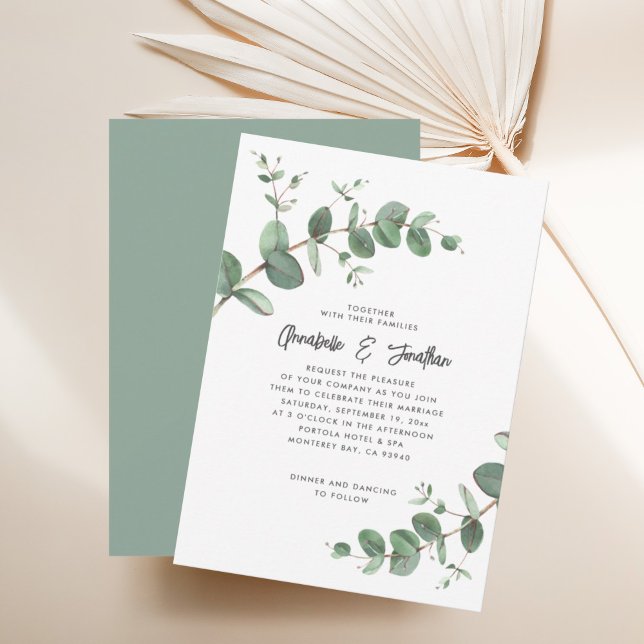 Sage green Eucalyptus botanical foliage modern Invitation (Creator Uploaded)
