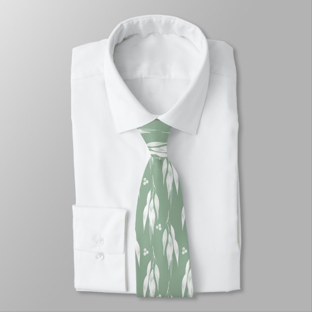 SAGE GREEN EUCALYPTUS BOTANICAL TIE (Tied)