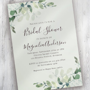 Sage Green Eucalyptus Bridal Shower Invitation
