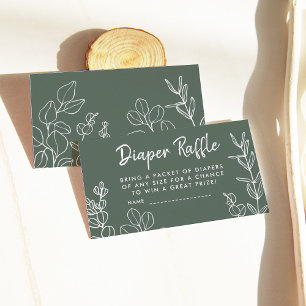 Sage Green Eucalyptus Diaper Raffle Enclosure Card
