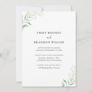 Sage Green Eucalyptus Elegant Wedding Reception Invitation