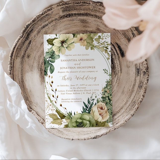 Sage Green Eucalyptus Floral  Rustic Wedding | Invitation (Creator Uploaded)