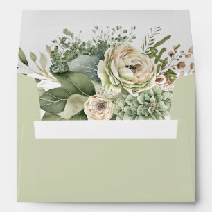 Sage Green Eucalyptus Floral Wedding   Envelope