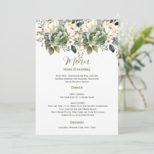 Sage Green Eucalyptus Floral Wedding Menu Invitation