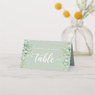 Sage Green Eucalyptus Folded Wedding Place Card
