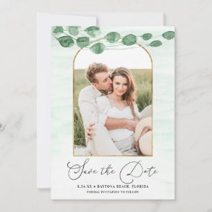 Sage Green Eucalyptus Garland Gold Oval Wedding Save The Date