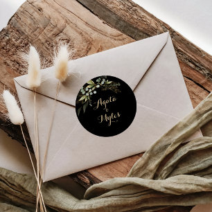 Sage Green Eucalyptus Gold Wedding Envelope Seals