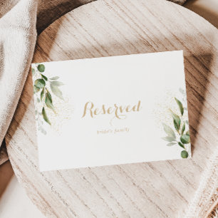 Sage Green Eucalyptus Gold Wedding Reserved Sign