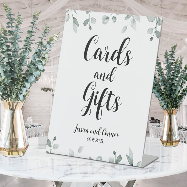 Sage Green Eucalyptus Greenery Cards And Gifts Pedestal Sign (Creator Uploaded)