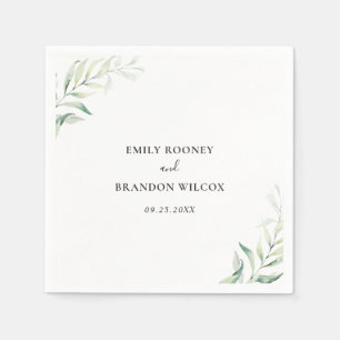Sage Green Eucalyptus Greenery Elegant Wedding Napkin