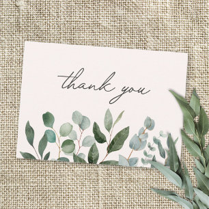 Sage Green Eucalyptus Greenery Leaves Thank you Card