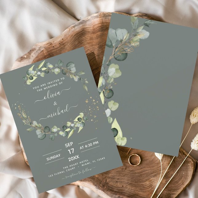 Sage Green Eucalyptus Greenery Wedding Elegant Invitation (Creator Uploaded)