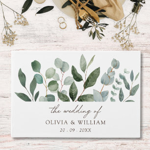 Sage Green Eucalyptus Greenery Wedding Leaves Guest Book
