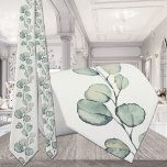 Sage Green Eucalyptus Greenery Wedding Tie<br><div class="desc">A wedding neck tie featuring a waterolor-painted sage green eucalyptus greenery sprig against a natural warm neutral color background</div>
