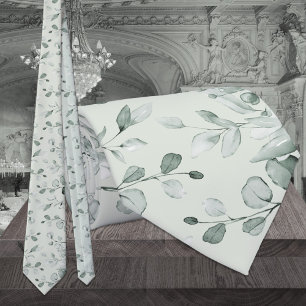 Sage Green Eucalyptus Greenery Wedding Tie