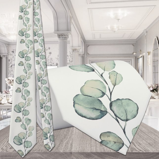 Sage Green Eucalyptus Greenery Wedding Tie (Creator Uploaded)