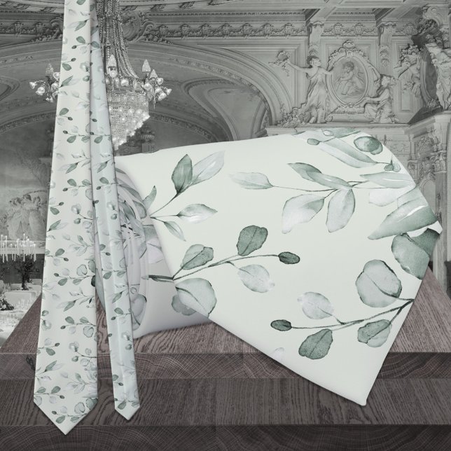 Sage Green Eucalyptus Greenery Wedding Tie (Creator Uploaded)