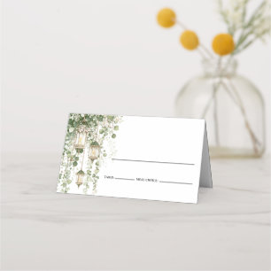 Sage Green Eucalyptus Lantern  Place Card
