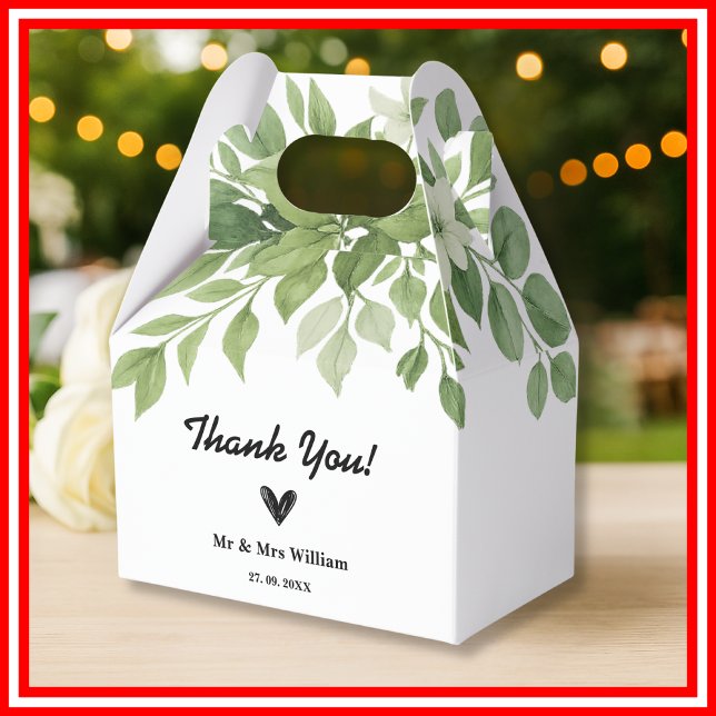 Sage Green Eucalyptus Leaves Greenery Wedding Favour Box (Creator Uploaded)
