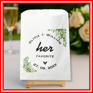 Sage Green Eucalyptus Leaves His and Her Favourite Favour Bags