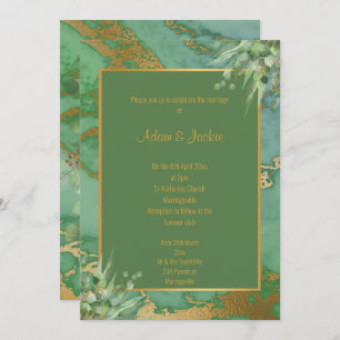SAGE GREEN EUCALYPTUS  MARBLE WEDDING INVITATION