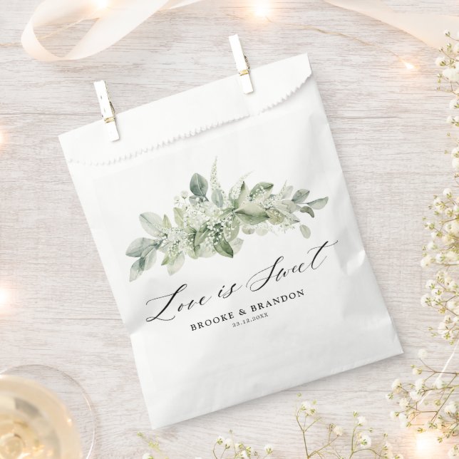 Sage Green Eucalyptus Minimalist Botanical Wedding Favour Bags (Clipped)