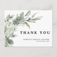Sage Green Eucalyptus Minimalist Wedding Thank You