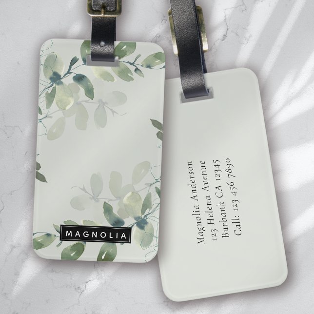 Sage Green Eucalyptus Monogram Luggage Tag (Creator Uploaded)