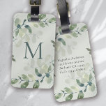 Sage Green Eucalyptus Monogram Luggage Tag<br><div class="desc">Personalise this watercolor eucalyptus greenery design with your name.</div>
