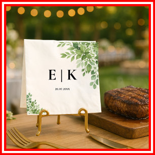 Sage Green Eucalyptus Monogram Wedding Napkin