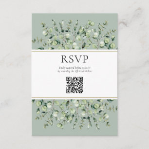 Sage Green Eucalyptus QR Code Wedding RSVP Enclosure Card