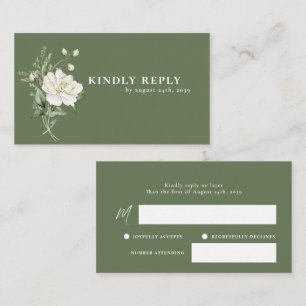 Sage Green Eucalyptus & Rose Ivory Wedding RSVP Enclosure Card