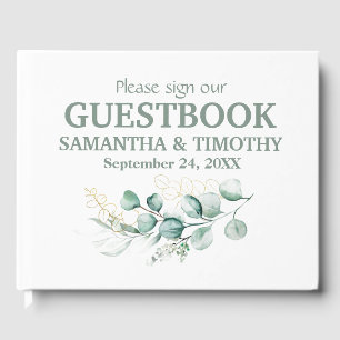 Sage Green Eucalyptus Rustic Greenery Wedding Guest Book